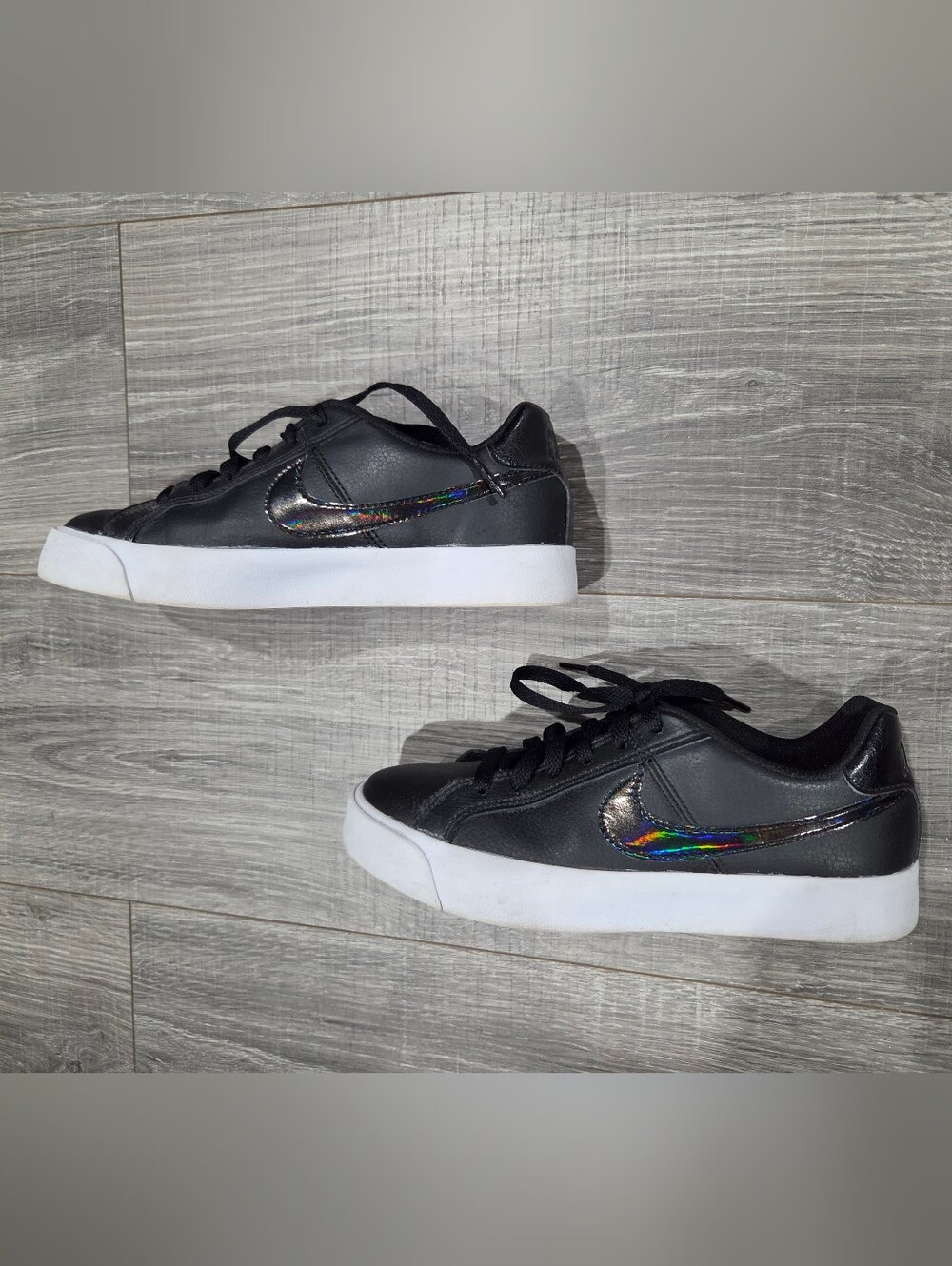 Nike Black Leather Low-Top Sneakers with White Sole